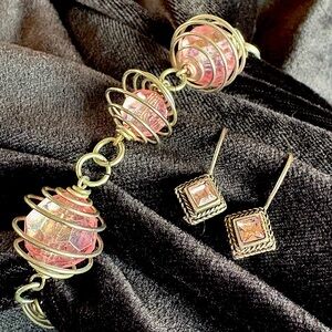 Silver bubble bracelet and earring set